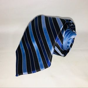 Tommy Hilfiger Black and Blie 100% Silk tie